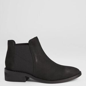Eileen Fisher Roy Nubuck Tumbled Distressed Leather Chelsea Booties Black